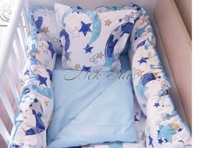 Детска колекция  Бебешки хавлии|Бебешки чаршафи  Бебешко спално бельо Сини звездички 